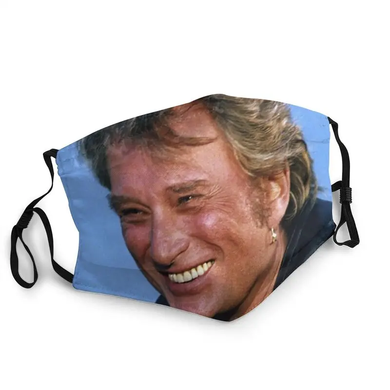 

Johnny Hallyday Reusable Mouth Face Mask Unisex Adult French Rock Singer Mask Anti Haze Dust Protection Cover Respirator Muffle