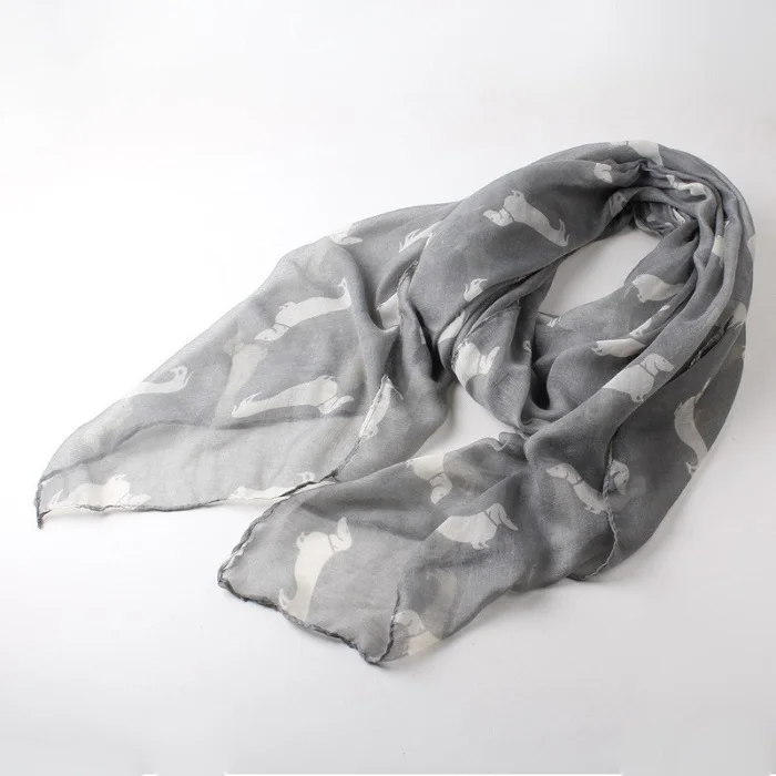 grey Новые модные милые шарфы с принтом собаки для женщин/дам подарки - Цвет: grey