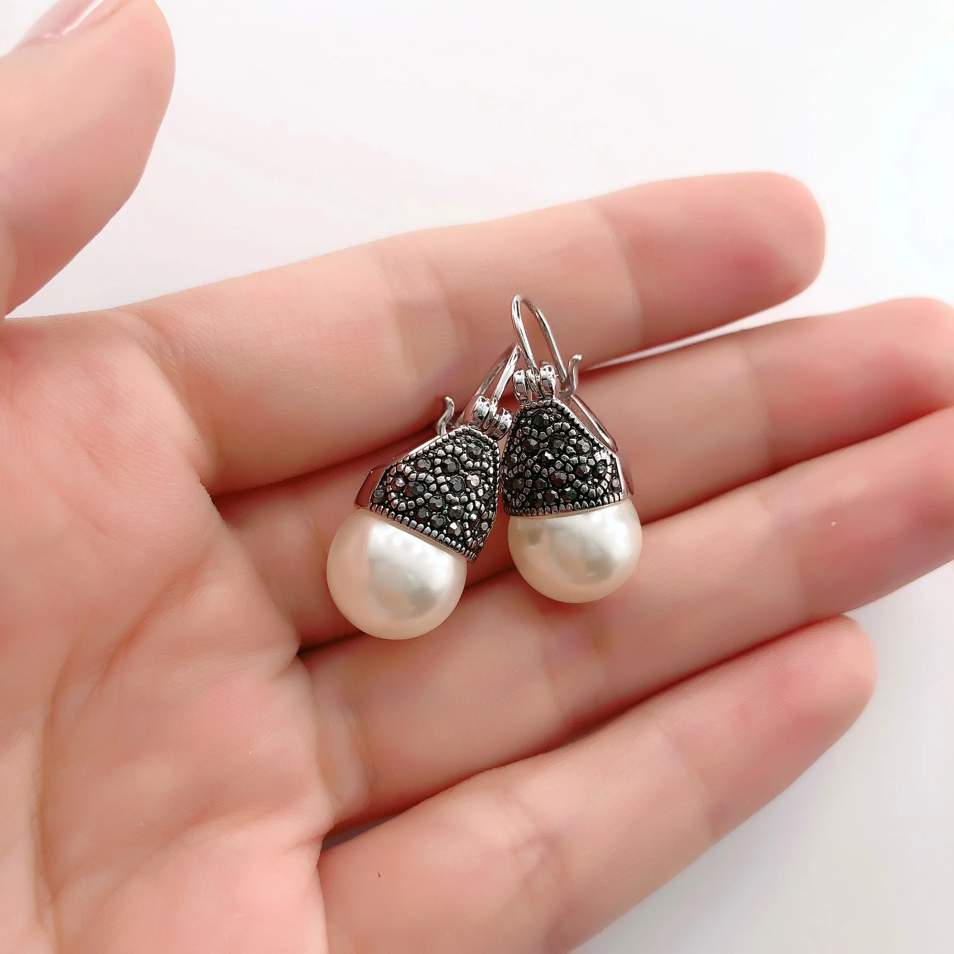 MOONROCY Free Shipping Fashion Jewelry wholesale Vintage Cubic Zirconia Crystal Imitation Pearl Earrings Vintage rings Gift