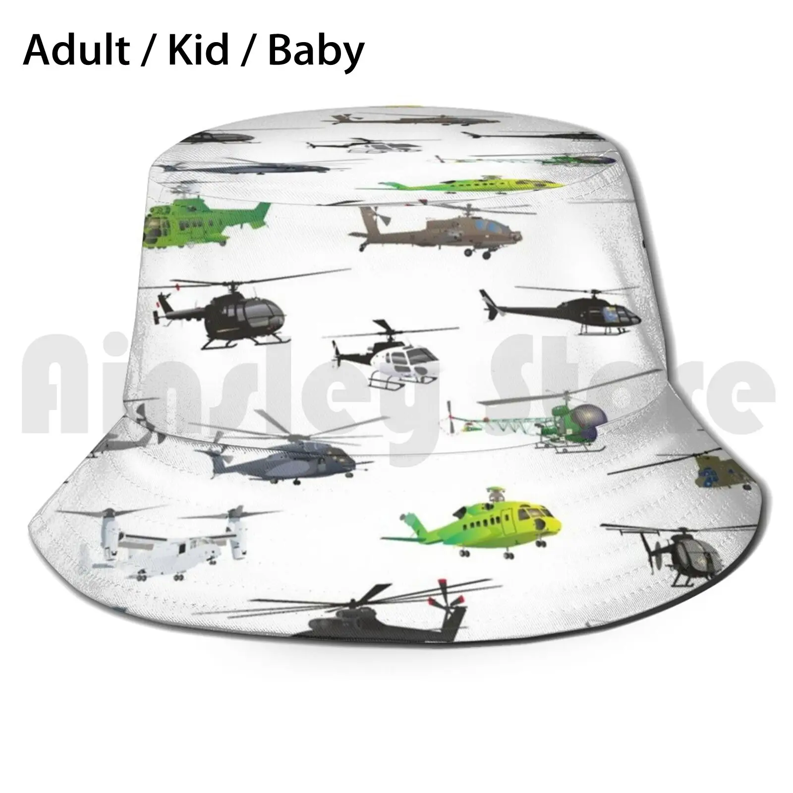 

All Helicopters Pattern Sun Hat Foldable UV Protection Helicopter Pattern Colorful Colourful Color Colour Pilot Kid Rotor