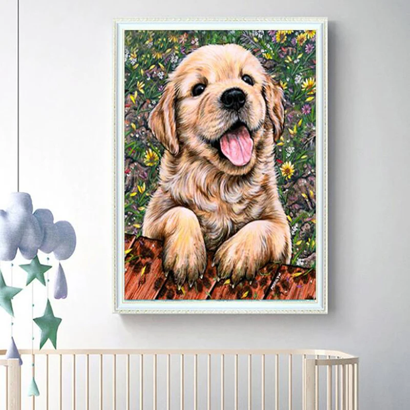 Изображение полного бриллианта милый щенок алмазная живопись 5D Вышивка крестом