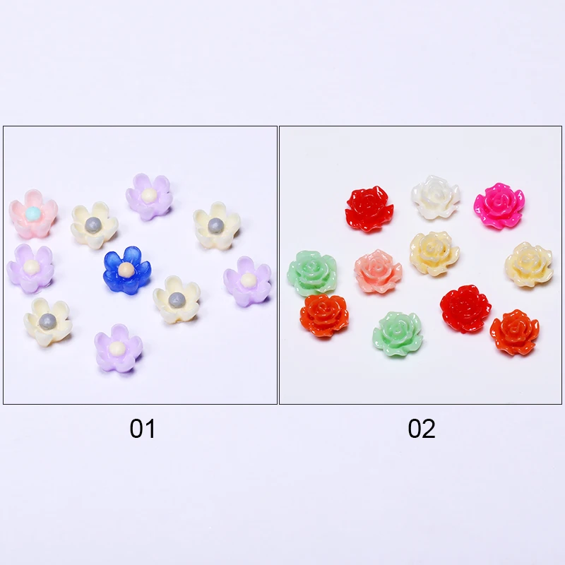 10 шт красочная Смола Цветы красота дизайн плоская задняя 3d-украшения для ногтей