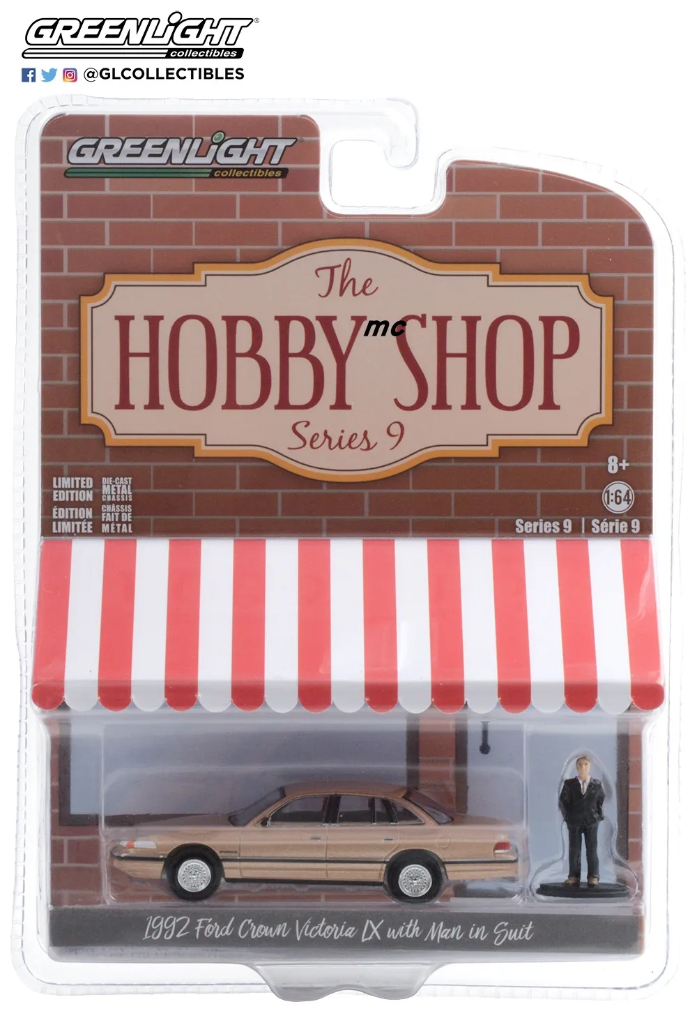 GreenLight 1:64 1992 Ford Crown Vic w Man модель автомобиля из сплава металлические игрушки для
