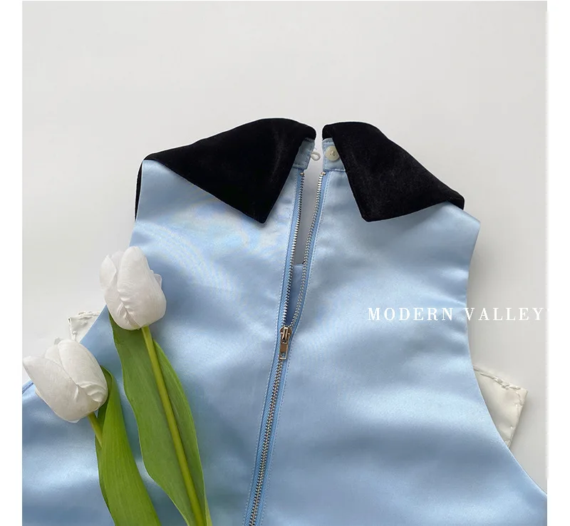 

2021 Summer New Ladies Fashion Sweet Elegant Sleeveless Bow Mini Dress Women Doll Collar Gentle A-line Sexy Above Knee Dress