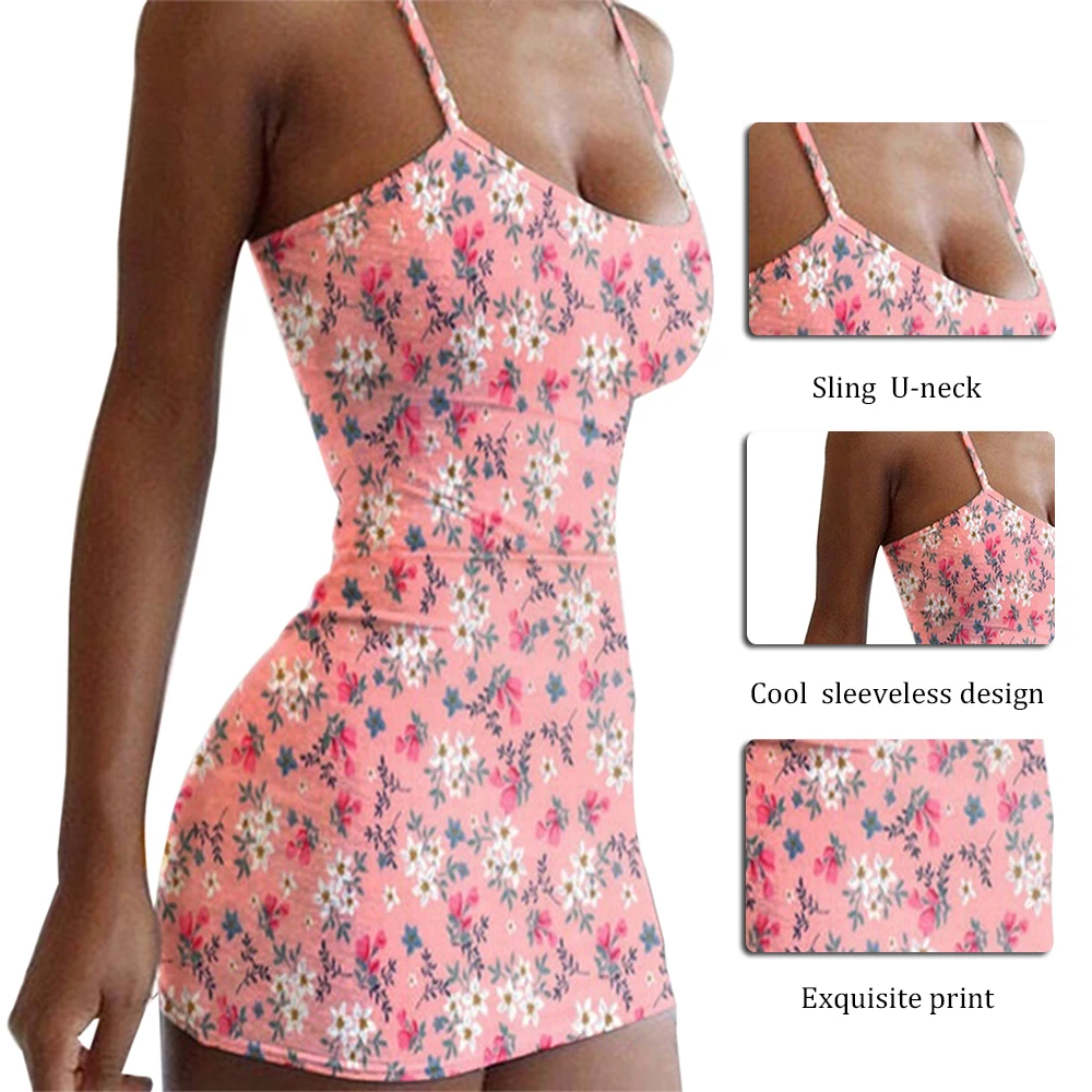 

2020 Boho Style 2020 Women Summer Dress Sexy Sling Floral Print Chiffon Dress Ladies Tunic Sundress Girl Holiday Mini Dress