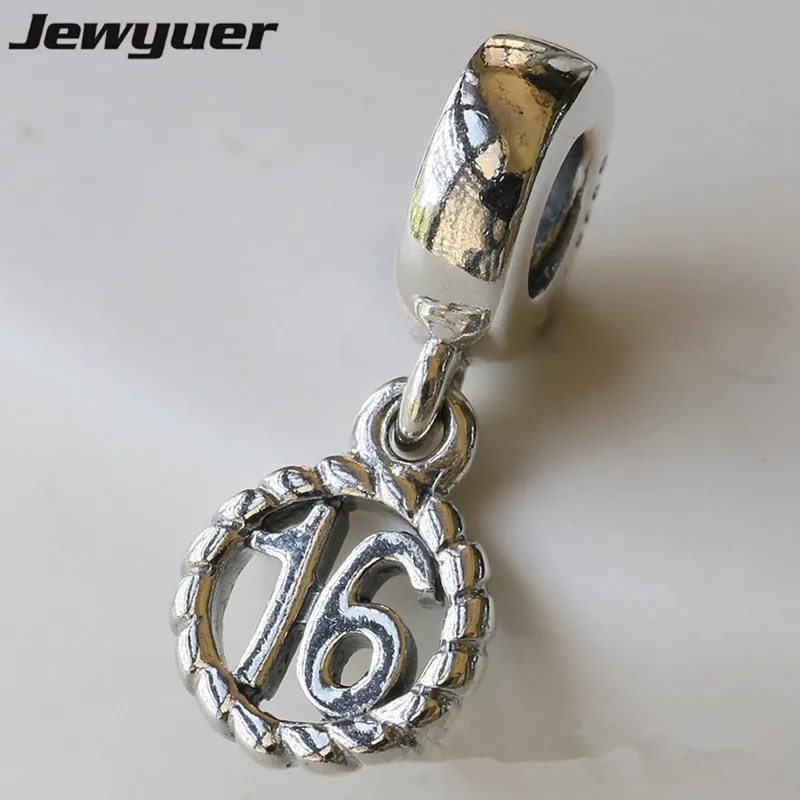 Бусины-шармы из серебра 925 пробы для 16 дней рождения подходят европейских