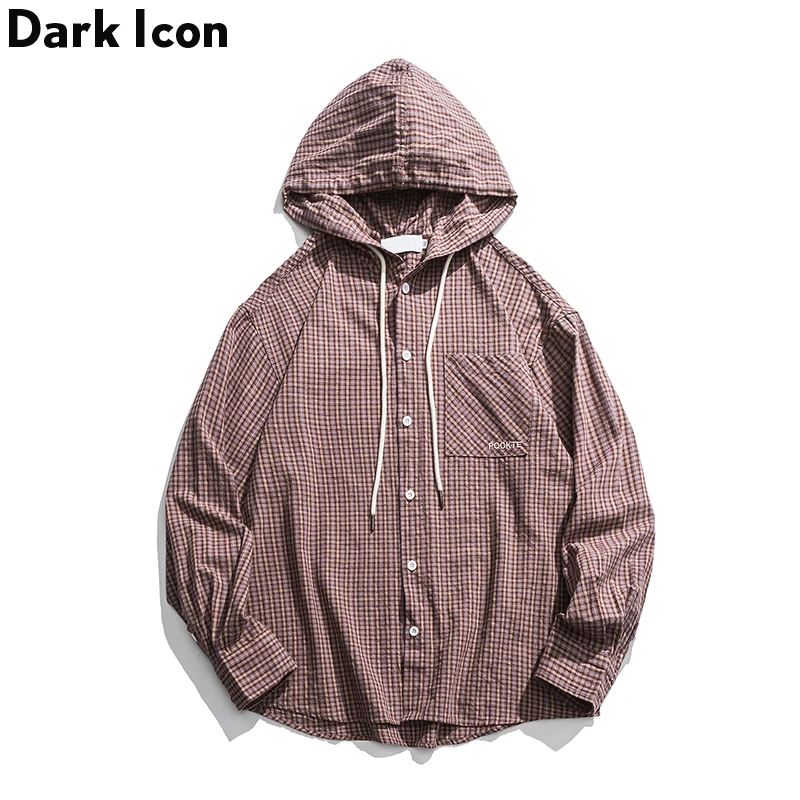 Темные значки маленькие клетчатые свободные стильные мужские рубашки с