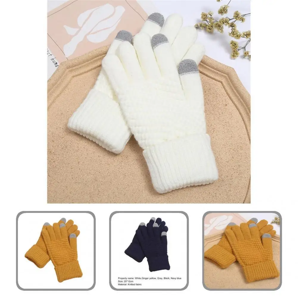 

1 Pair Great Touch-screen Friendly Warm Keeping Winter Warm Knitted Unisex Gloves for Home Snow Gloves Outdoor Gloves