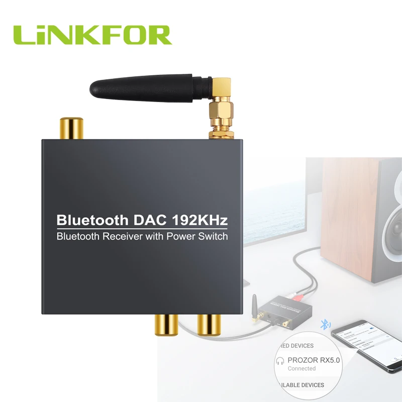 LiNKFOR 192 кГц Bluetooth цифровой ЦА преобразователь в аналоговый аудио конвертер с