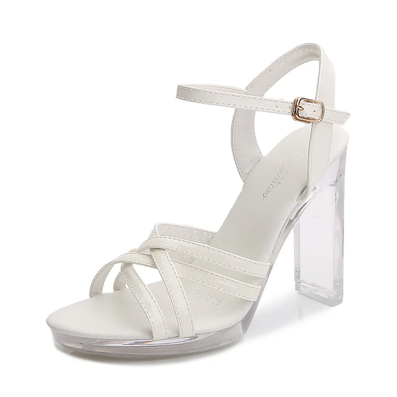 

new Korean fashion shoes flat heel sexy black platform 11cm high heel sandals women's summer