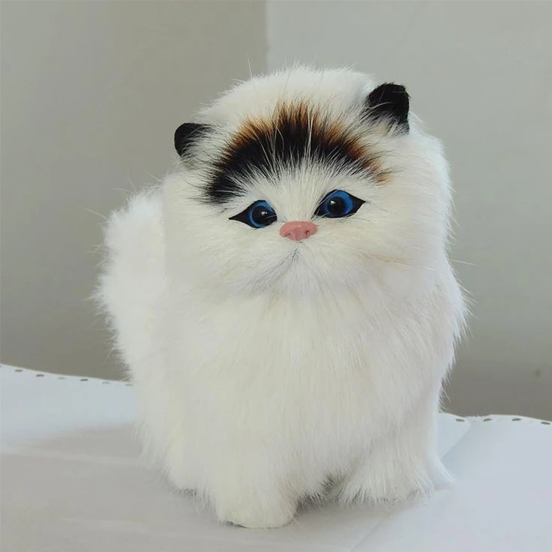

Real Hair Cat Dolls Simulation animal toy cats will meowth children's pet cat plush toys ornaments birthday gift Electronic Pet