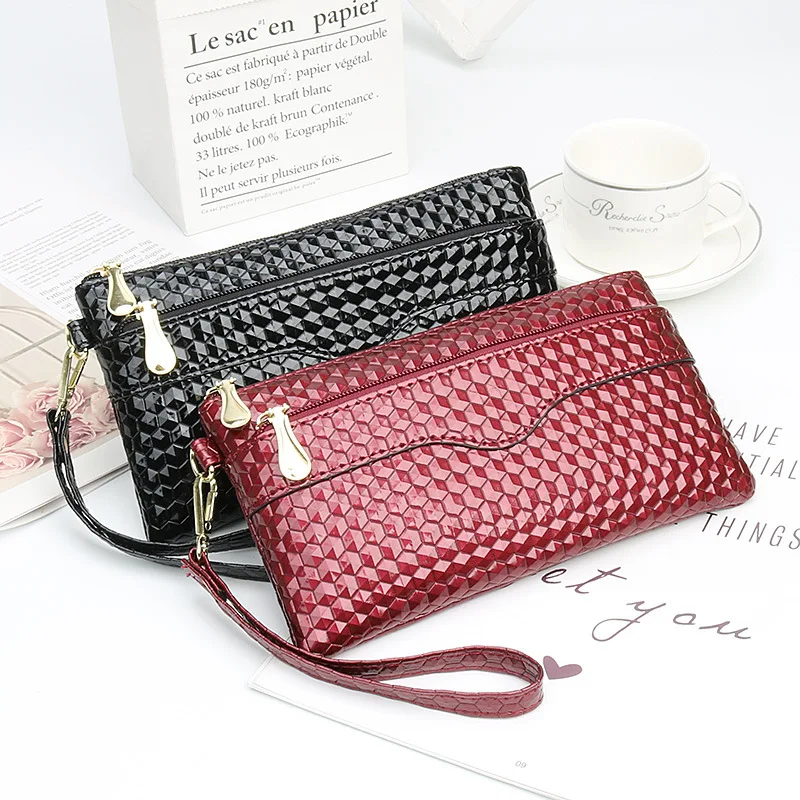 

New PU Leather Women Wallet Long Wristband Clutch Women Coin Purse Female Zipper Phone Pocket Credit Card Holder Lady Money Bags