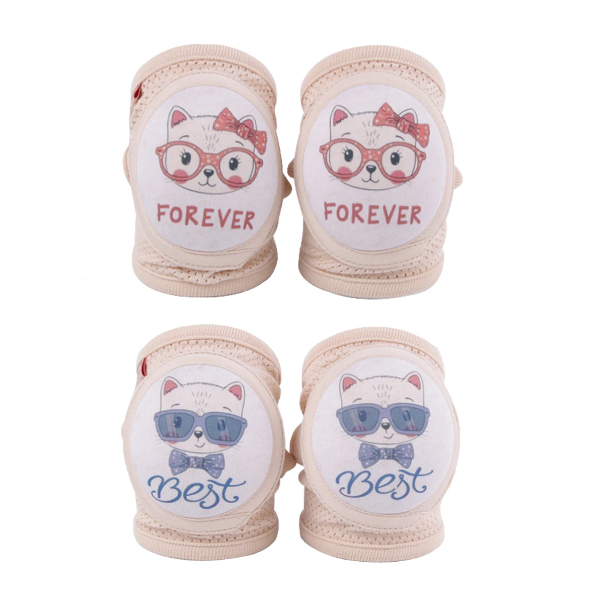 Наколенники детские 2 пары прочные с рисунком милый кот для ползания Защитные