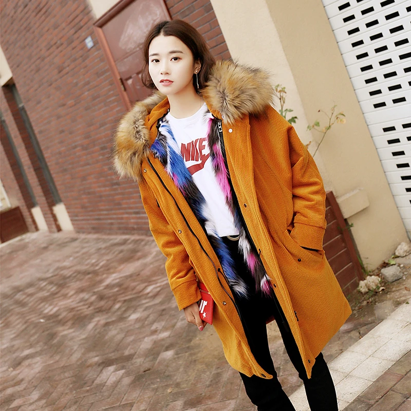 Женское пальто парка с капюшоном хлопковое зима 2019 новое из искусственного меха