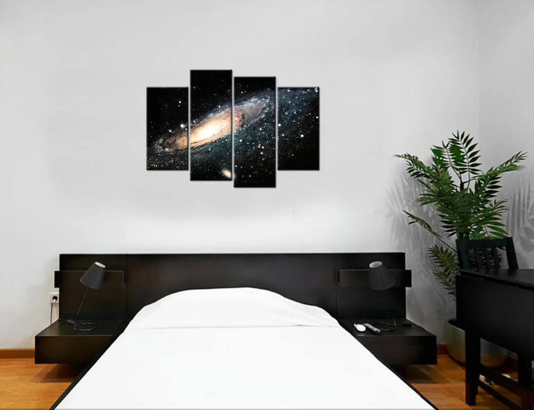 

4 Pieces Canvas Posters and Prints Bedroom Cosmic Galaxy Poster Print Home Decor Poster HD Painting for Room Decoration