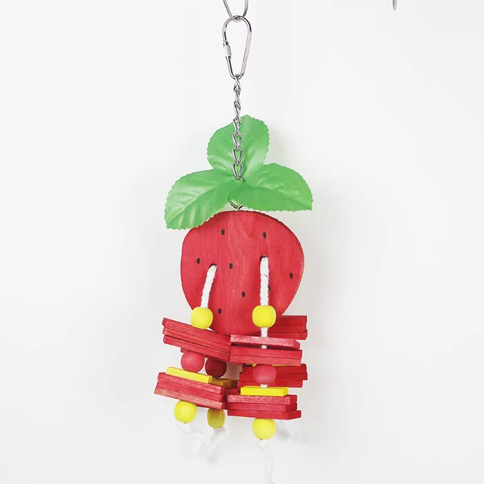 strawberry Игрушка для птиц жевательная игрушка для домашних животных Попугай Cockatiel Parakeet красочные деревянные блоки кусачки для домашних животных игрушки - Цвет: strawberry