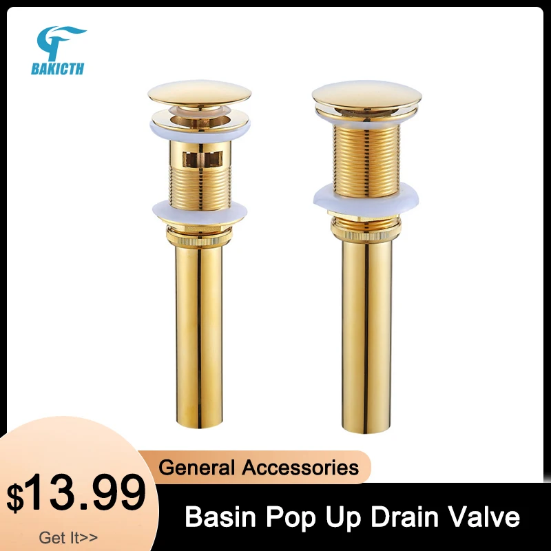 

Bakicth Bathroom Basin Sink Pop Up Drain Push Down Waste Stopper Bathroom Faucet Accessory Brass Matt black/Chrome/Gold