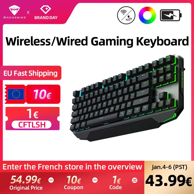 Механическая клавиатура Machenike K7 беспроводная 87 клавиш игровая Bluetooth 3 0 черный