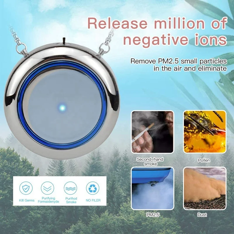 

2 Pack Mini Portable Wearable Air Purifier USB Air Cleaner Personal Negative Ion Generator Air Freshener
