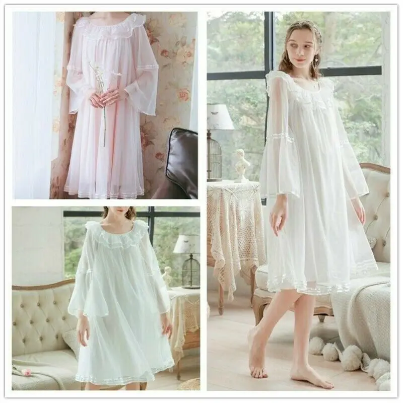 

Girl Women Nightdress Lolita Dress Ruffles Sleepwear Nightwear Princess Mesh