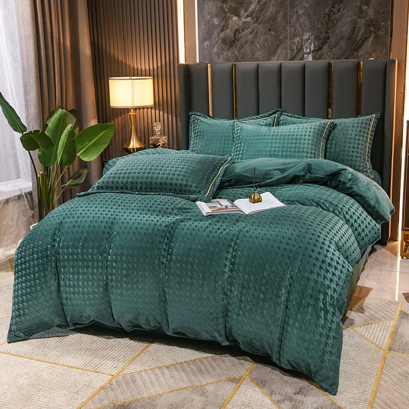 

4pcs luxury 3D carving bedding set Velvet home Linens Flannel bed linen Bedspread bed sheet Winter double duvet cover pillowcase