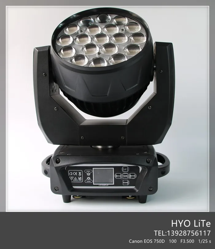 Светодиодный светильник + Wash 19x15 Вт RGBW Zoom DMX 512 сценическое освещение для свадьбы