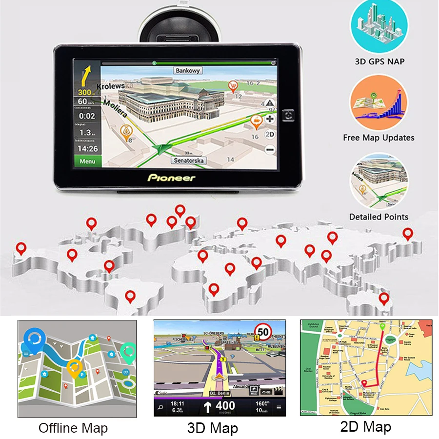 7-дюймовый автомобильный GPS-навигатор FM Bluetooth AVIN новейшая Карта Европы