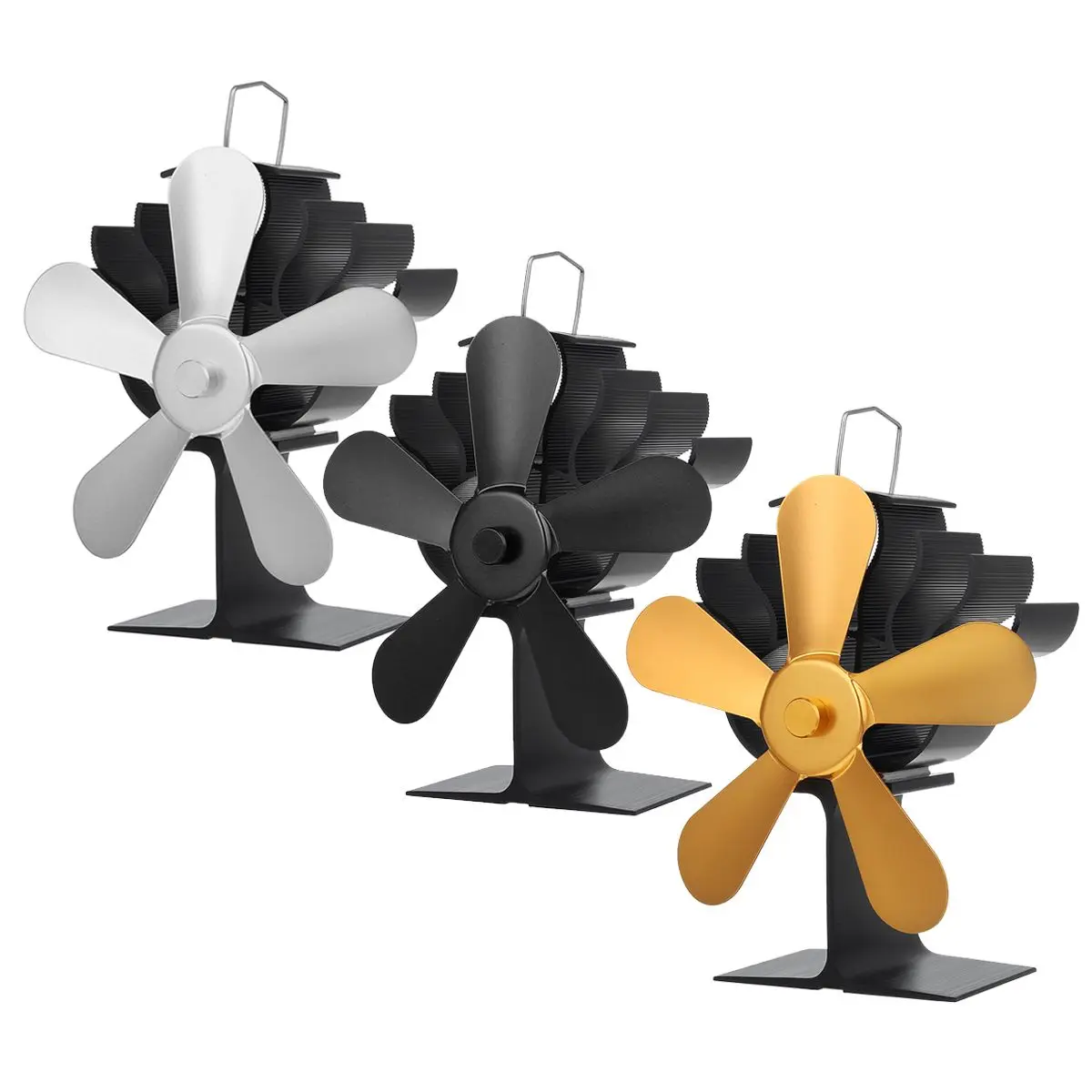 

NEW Fireplace 5 Blades Heat Powered Stove Fan Log Wood Burner Eco-fan Quiet Home Fireplace Fan Efficient Heat Distribution