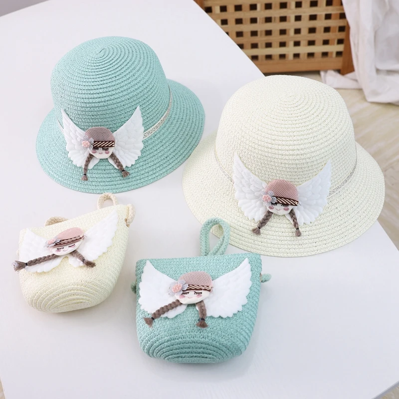 

Summer Breathable Hat 2-10y Straw Hat Baby Girls Toddler Children Kids Beach Capsunscreen Bow Seaside Holiday Hat