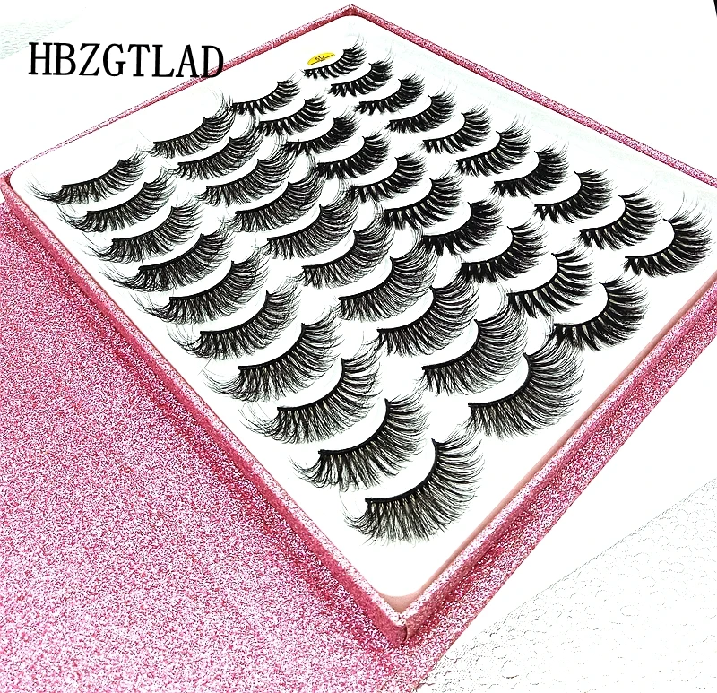 HBZGTLAD 20 pairs Wispy Fluffy natural long false eyelashes makeup 3d mink lashes Stage Makeup eyelash extension for beauty 5D | Красота и