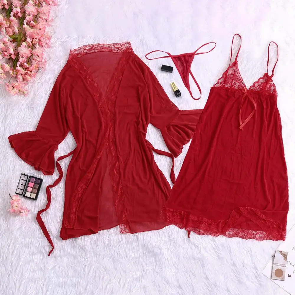 Сексуальное женское белье кружевная пижама однотонный прозрачный топ ночная