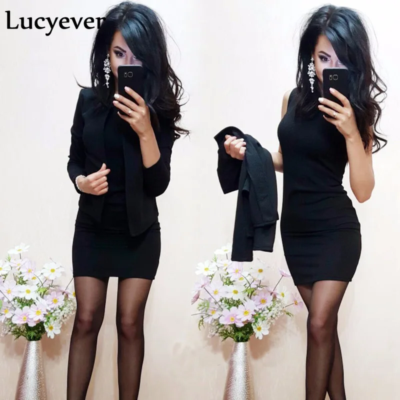 Lucyever 2020 осеннее женское платье комплект из двух предметов куртка элегантное