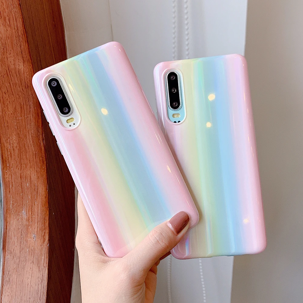 Голографический чехол LOVECOM для Huawei P20 P30 P40 Pro Mate 20 30 мягкий IMD с полным корпусом