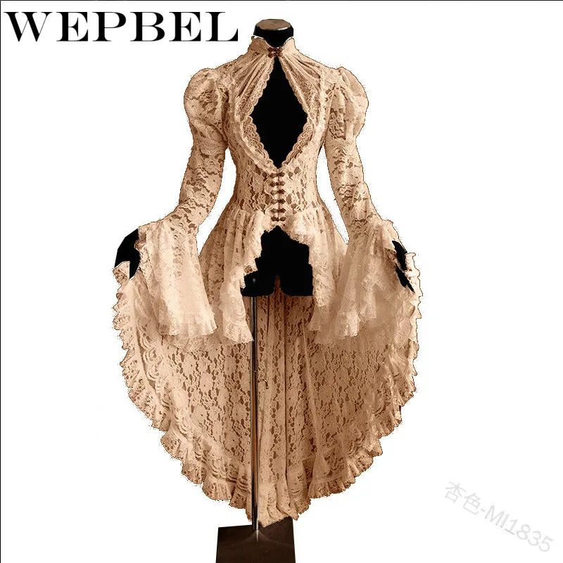 WEPBEL, женская мода, готический стиль, длинный рукав, кружево, строчка, смокинг, куртка, средневековая аристократическая, для девушек, вампир, Лолита, косплей, платье