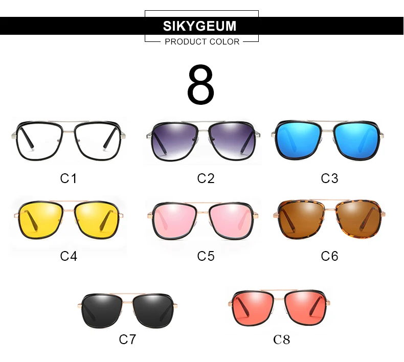 SIKYGEUN Tony Stark, железные мужские солнцезащитные очки для мужчин и женщин, металлическая оправа, ретро очки для мужчин, UV400, Vingate, черные солнцезащитные очки для мужчин
