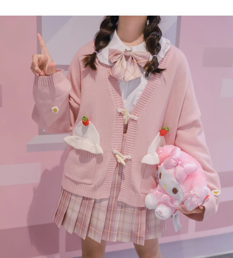 

Sweet Girl Cardigan Sweater Women V Neck Soft Autumn Winter Knitted Jackets Fashion Cute Japanese Style Sweaters H449