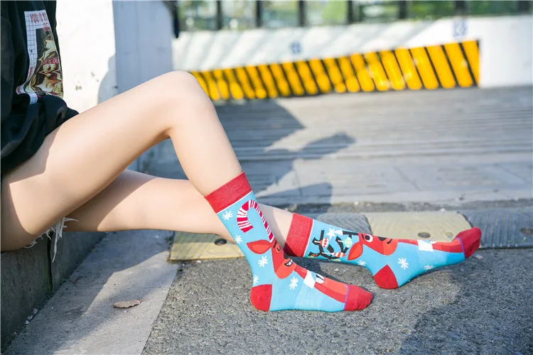 Moda Socmark счастливые мужские носки женские забавные носки с героями мультфильмов модные пара носков AB Асимметричные чулки Хэллоуин Тыква длинные носки