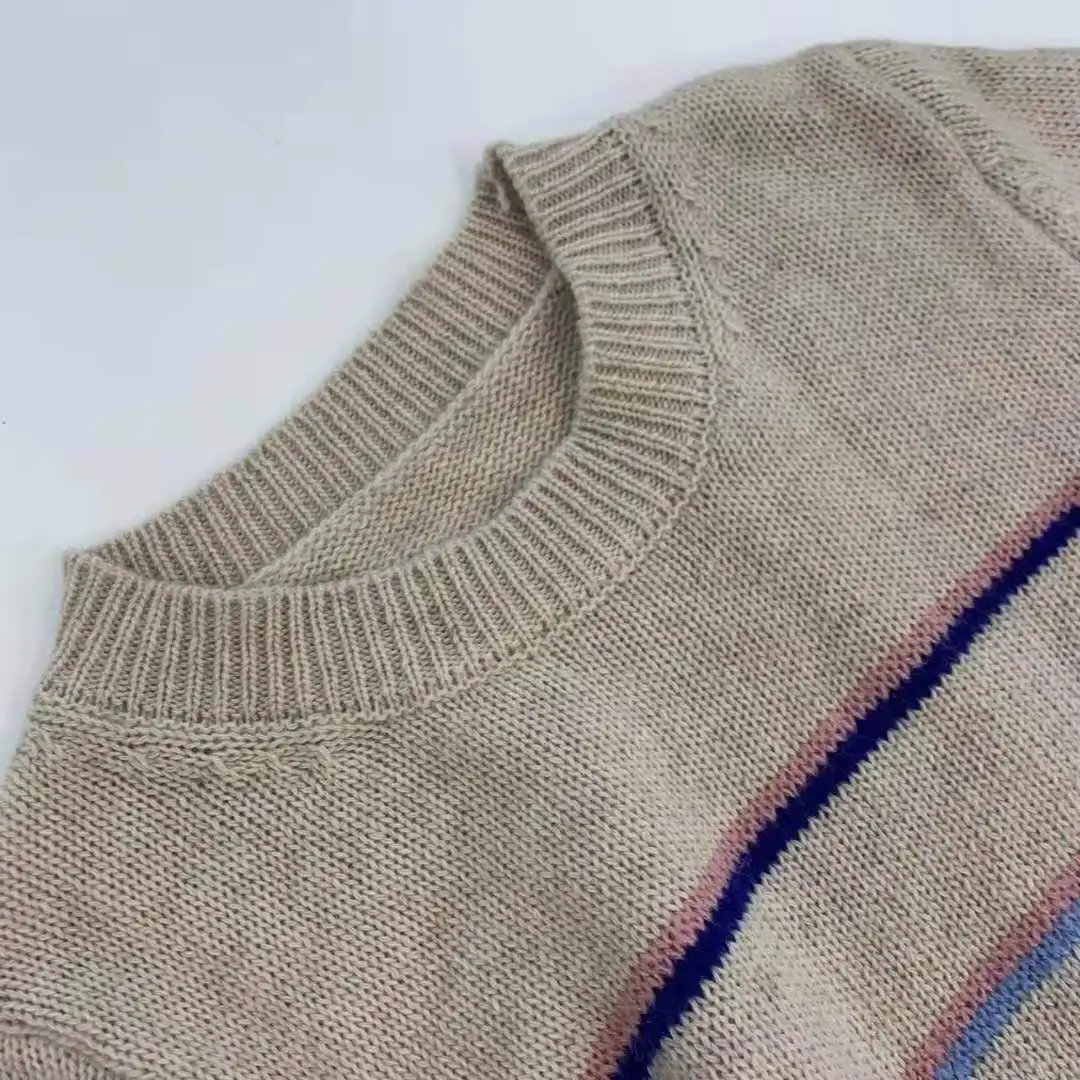

Women Sweater Colorful Contrast Striped Wool Sweater