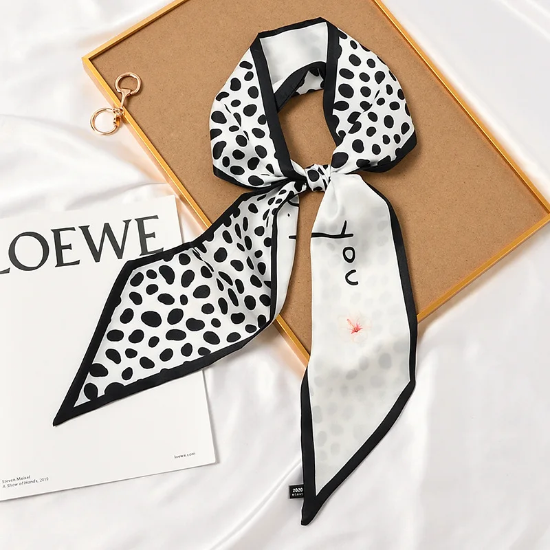 

New Long French Retro Neckerchief Women All-match Decorative Long Silk Scarf Hair Band Small Skinny Neck Handband Scarf Women