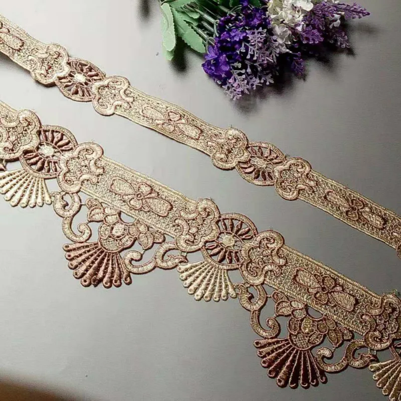 

2 yds Embroidered Flower Lace Ribbon Trims for Costumes Sofa Home Textiles Curtain Trimmings Dress Applique Polyester 10 cm 4 cm