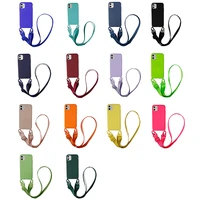 liquid silicone necklace cell phone case with lanyard shoulder neck strap rope cord for iphone 13 11 pro xs xr 6 7 8 plus cover