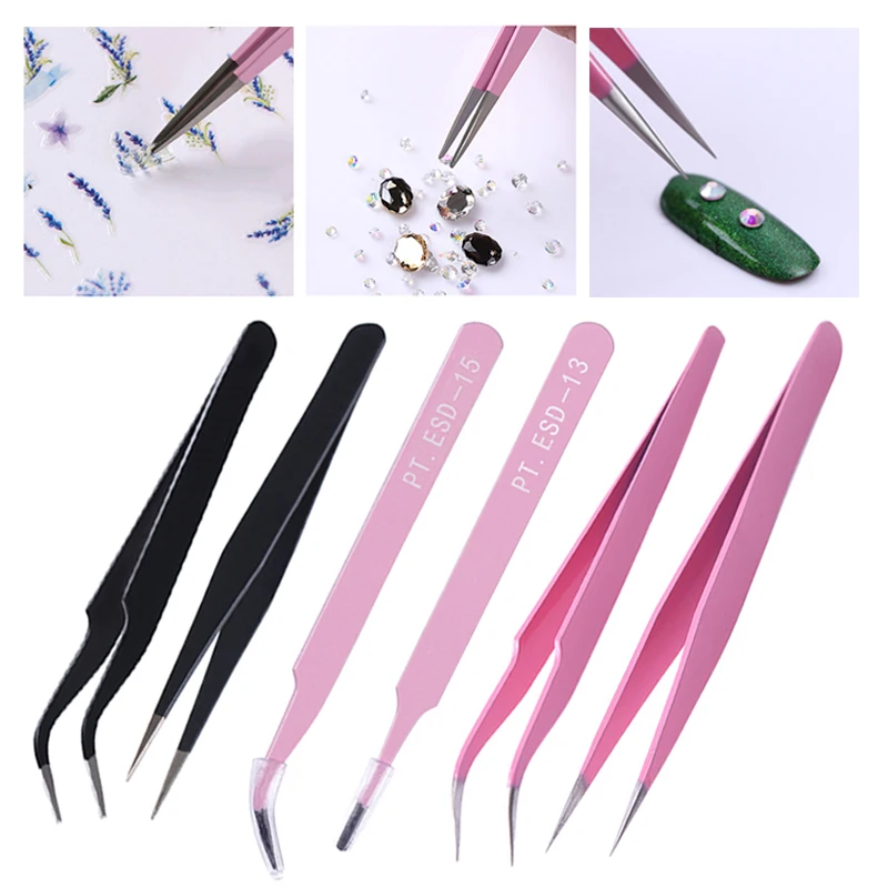 Пинцет для ногтей прямые изогнутые Угловые головки захвата стразы 3D наклейка