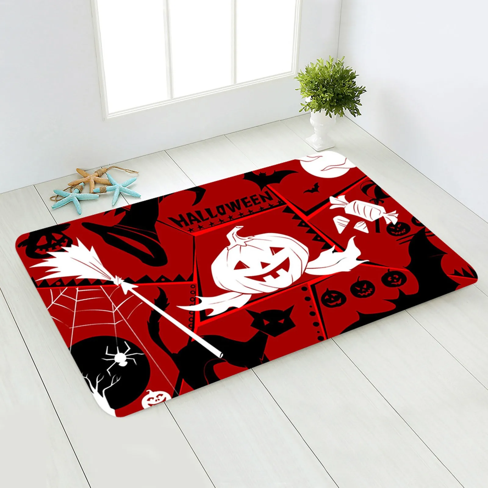 

Halloween 2021 Pumpkin Floor Mat Happy Halloween Party Decor Trick Or Treat Bat Decor Kid Favor Halloween Home Decor 40*60cm