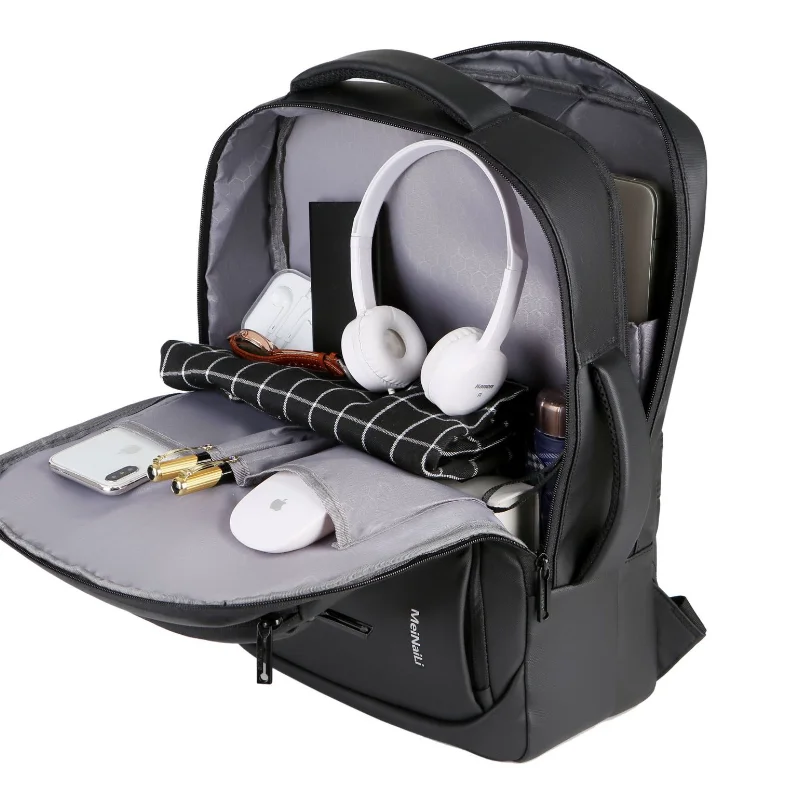 Sac à dos double pour voyage d'affaires, pour hommes et femmes, à la mode, multifonctionnel, antivol, chargeur usb intelligent, sacoche d'ordinateur