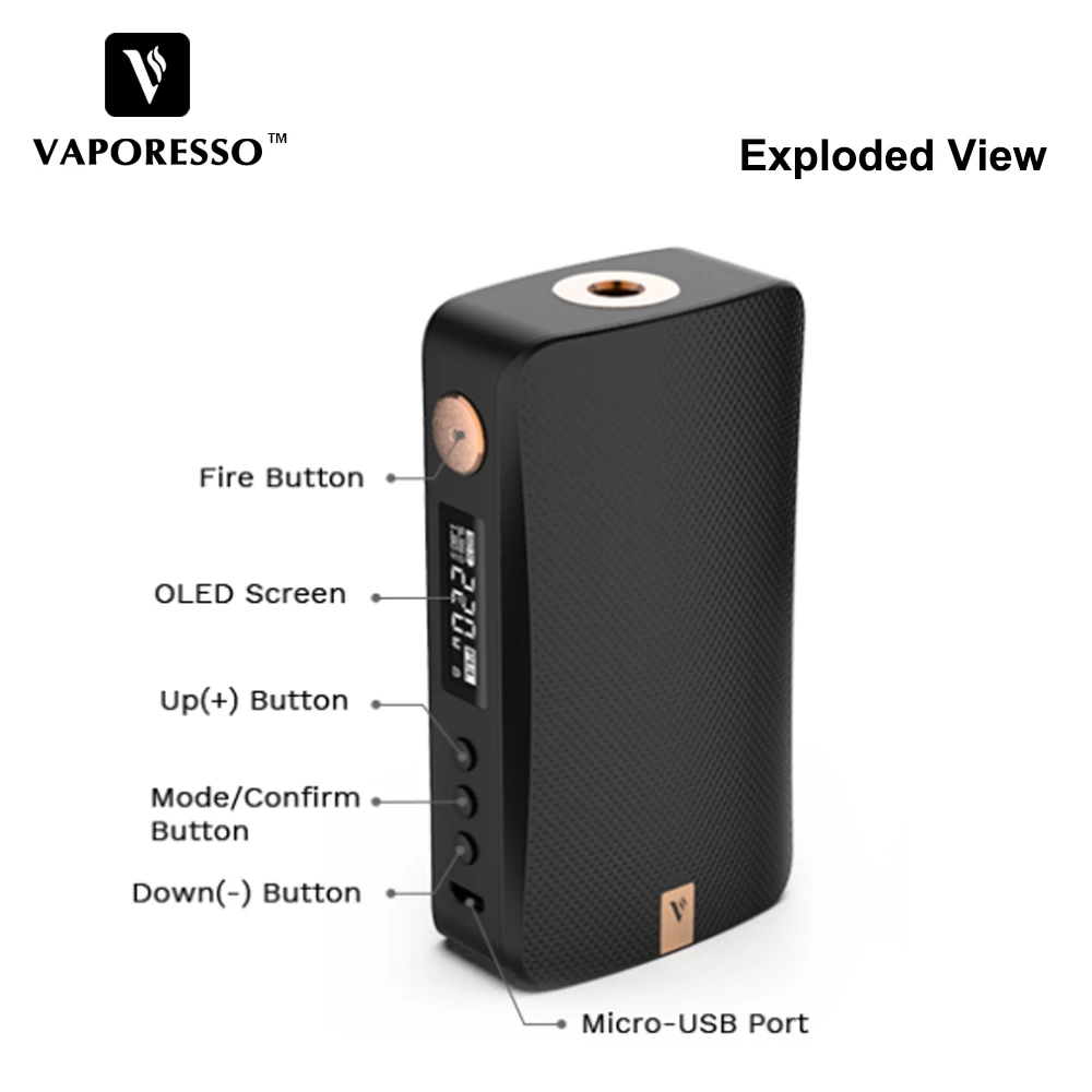 Бокс мод для электронных сигарет Vaporesso GEN оригинальный бокс 220 Вт вейп подходит