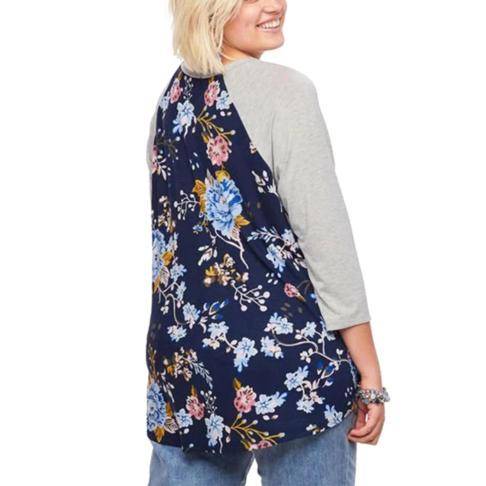 Женские топы с цветочным принтом больших размеров повседневная одежда модные