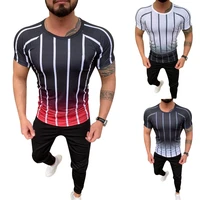 mens t shirt striped print gradient color tops mens casual quick dry sports leisure daily tee jogging walking simple tops tunic