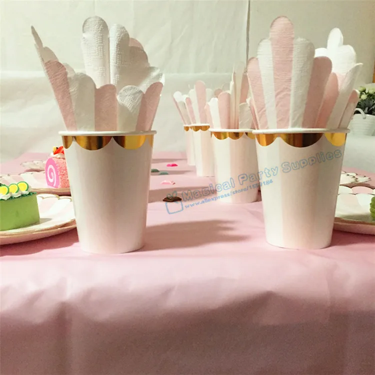 100 шт. бумажные салфетки с розовыми зернистыми краями | Дом и сад