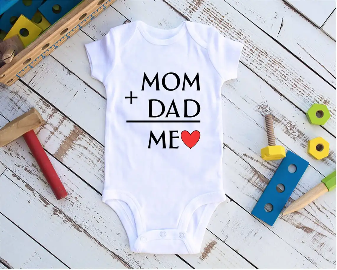 Детское боди с надписью Мама + папа = Я|Боди для малышек| |