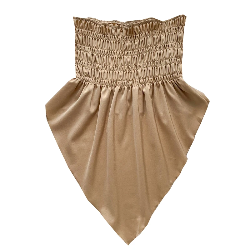 

2021 New Summer Women Fashion All-match Satin Bra Vest ruched slim irregular hem solid color Vest Top